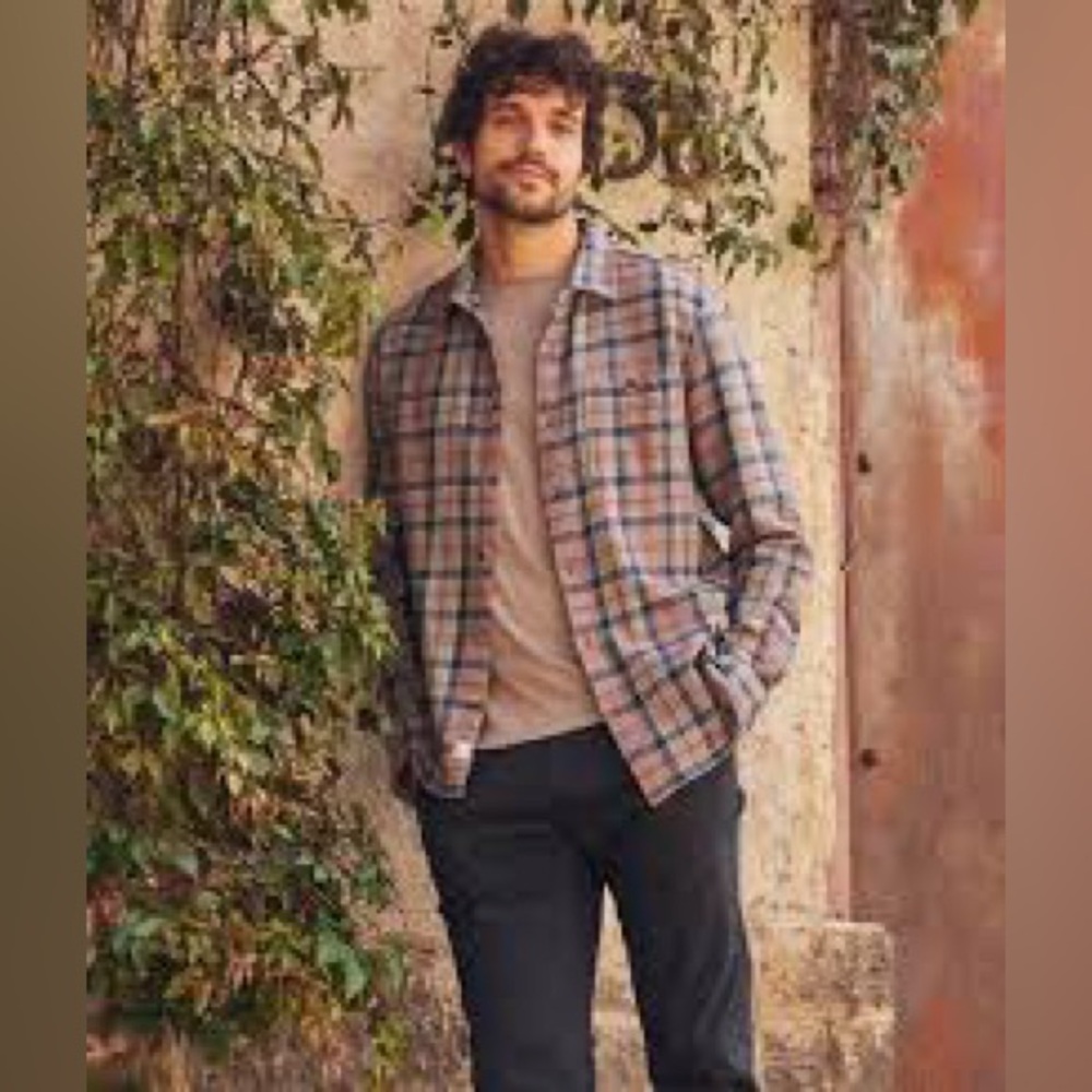 Marine Layer Cole cotton Plaid Flannel Shirt Shacket cabincore slow fashion